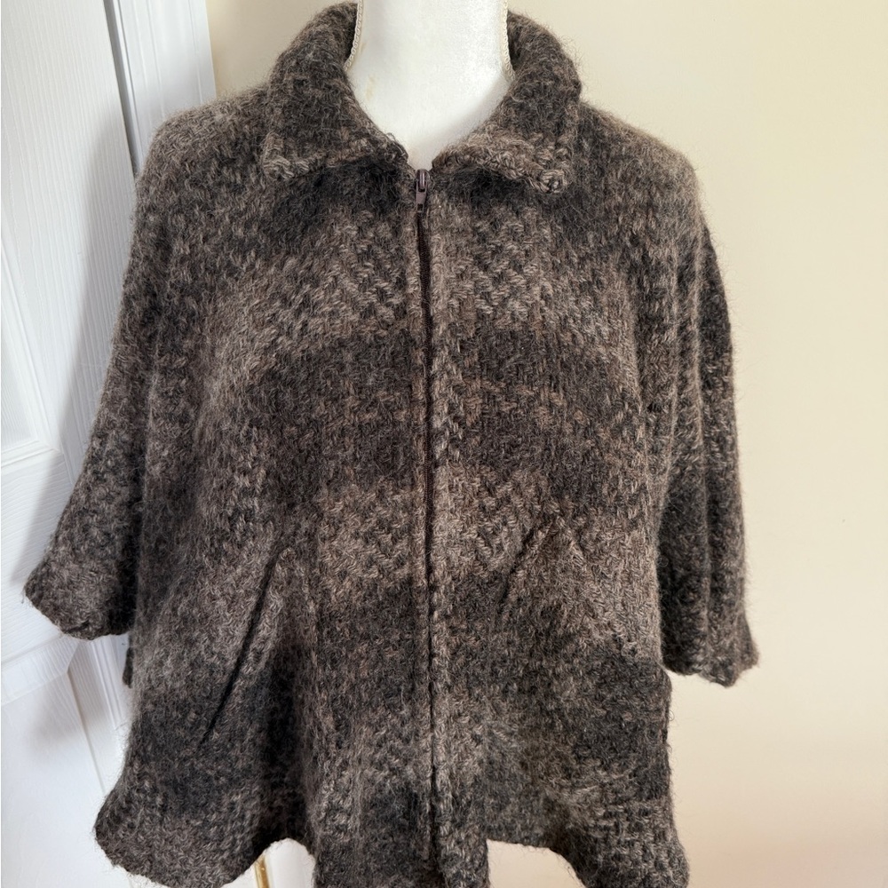 Brown and Gray Plaid John Branigan Irish Wool Cape